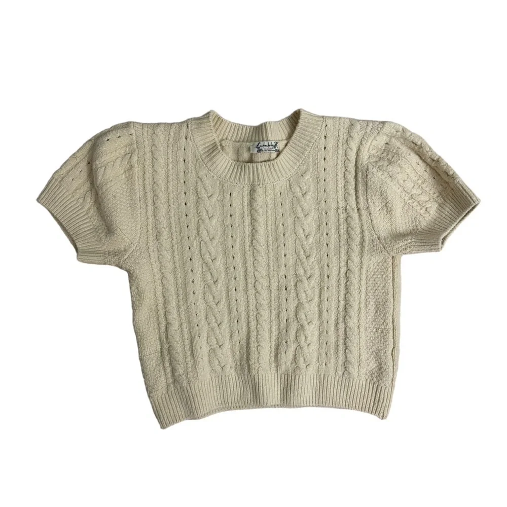 Free People Sweater Top Cropped Knit Yellow Preppy Dainty Academia Size Medium